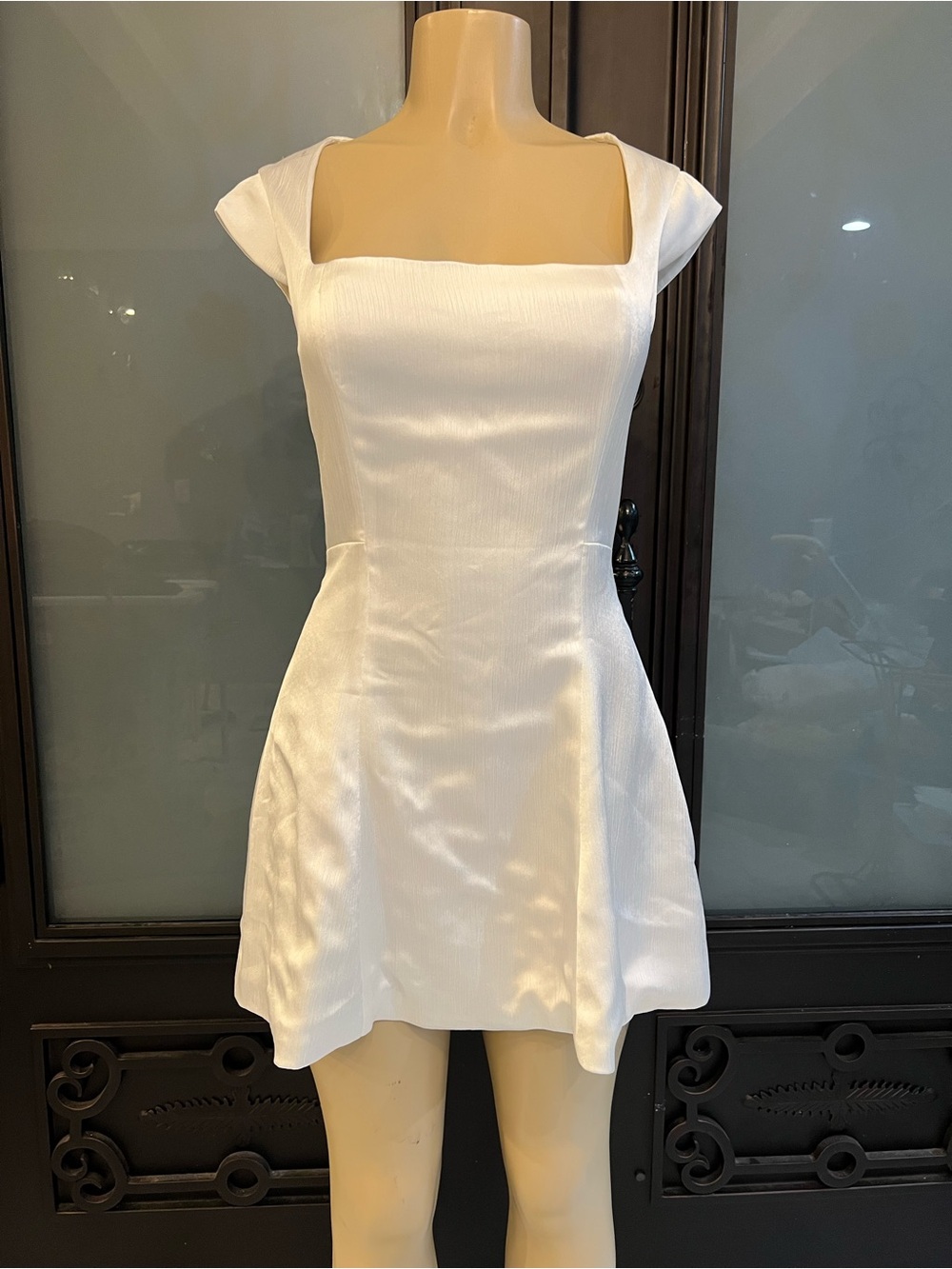 Peppermayo White Square-Neck Fit & Flare Mini Dress